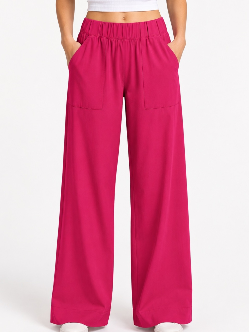Beyond Yoga Wide Leg Mid Rise Lightweight Utility Relaxed Pants Pink Small Short
